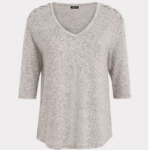 Torrid grey cozy brushed hacci lattice top, size 1
